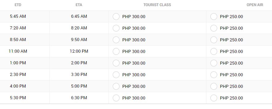OceanJet Bacolod to Iloilo Schedule Rates