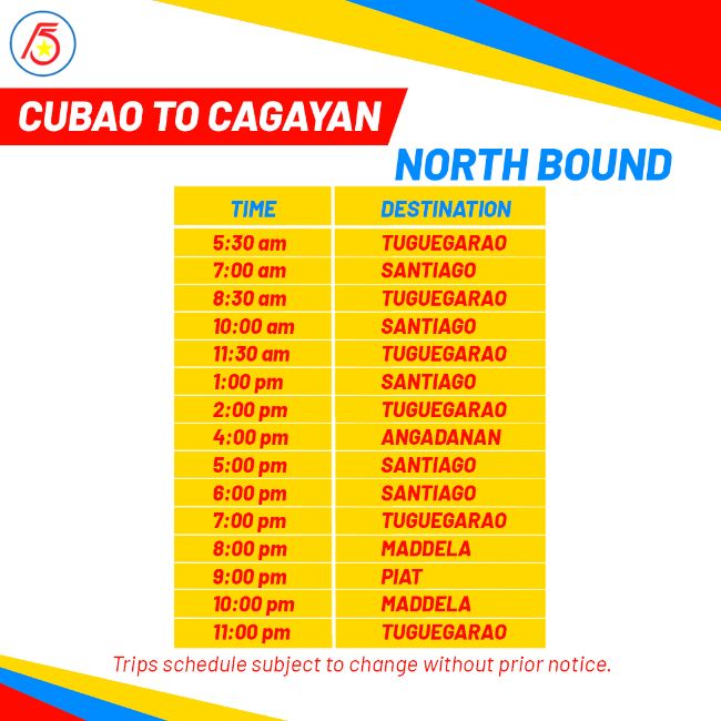 Cagayan Trip Schedules