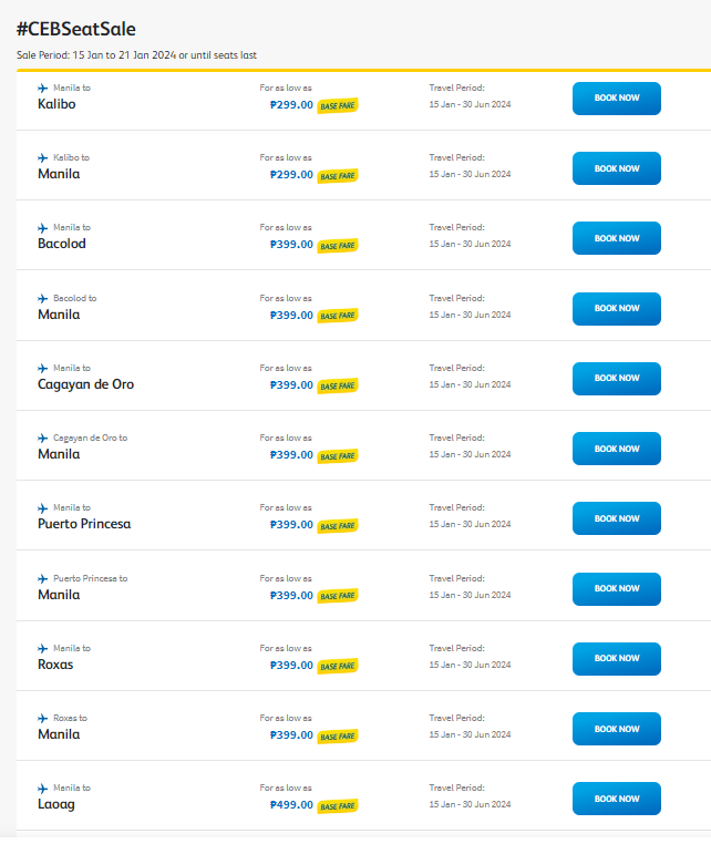 Cebu Pacific Seat Sale