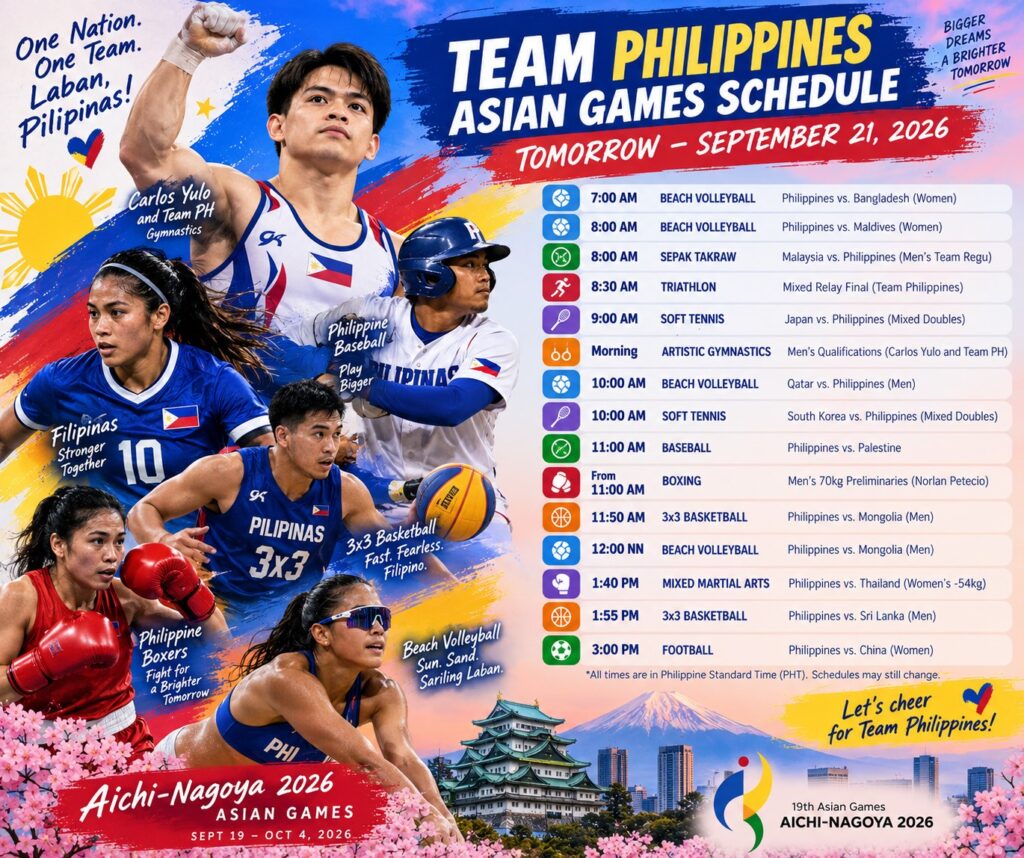 PH Asian Games Schedule
